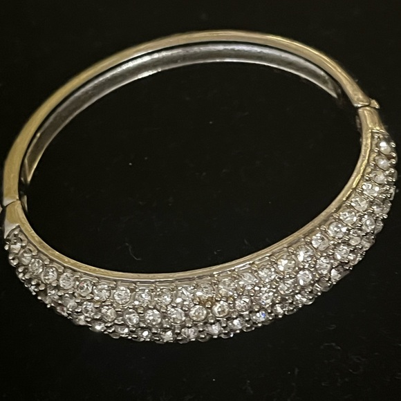 Sliver Adjustable Rhinestone Bangle - Picture 1 of 1